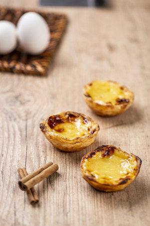 Typical Portuguese custard pies - Pastel de Nata or Pastel de Belem. traditional portuguese pastry....