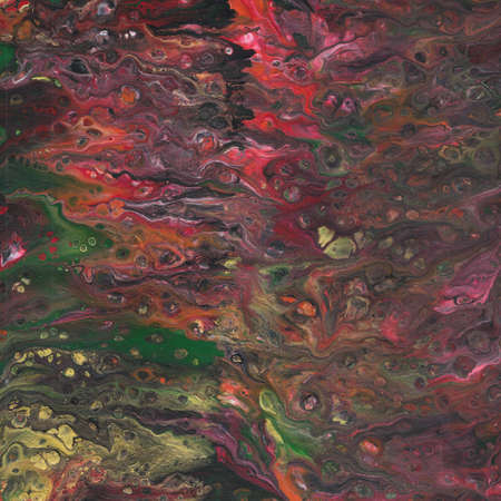 Photograph of an acrylic artwork.  Dark and moody with flashes of colour.の写真素材