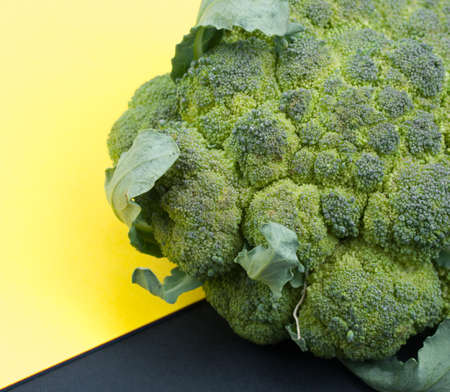 Cauliflower on yelow and black bacground