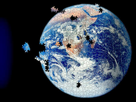 Earth puzzleの写真素材