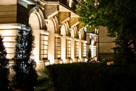 Roznovanu Palace by night - the actual Iassy City Hall, also called the の写真素材