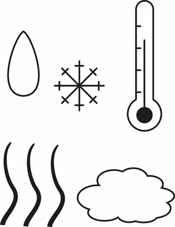 Illustration of a set of weather package line icons. Meteorology. Elements of the weather forecast design. Template for mobile apps, web apps, and widgets.の写真素材