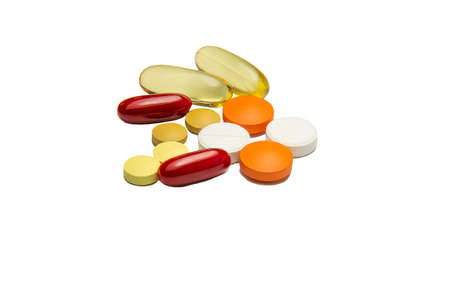 The pills are on the table. Medicine and healthcare. medicines and vitaminsの写真素材