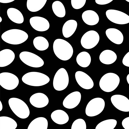 Abstract background in black and white. White ovals on a black background. Pattern, seamless. Vector. Geometric shapes.のイラスト素材