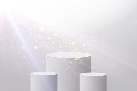Christmas winter product on the podium for snowflakes. Realistic product catwalk for winter and Christmas discount design, sale.の写真素材