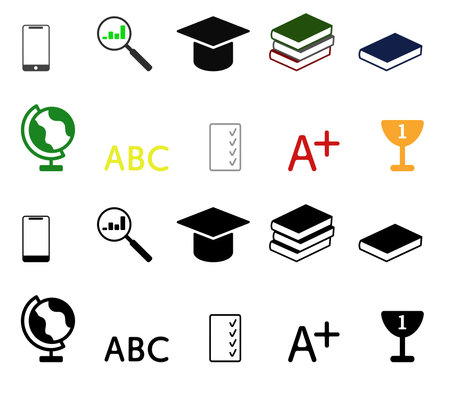 Colored and black badges, logos on the topic of education and studies.のイラスト素材