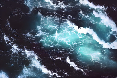 an abstract background of blue ocean waves, wallpaper photoの写真素材