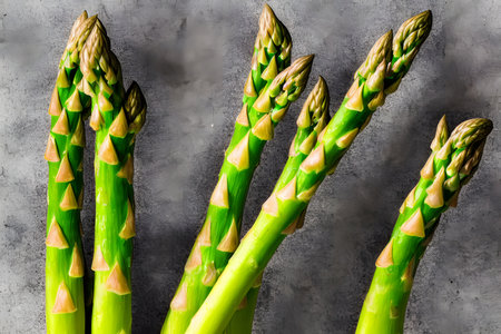 picture of a bunch of asparagus, fresh green vegetable, food ingredientの写真素材