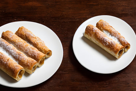 picture of apple strudel, healthy dessert, baked food, sweet and sugaryの写真素材