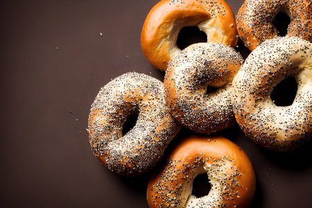 picture of tasty bagels, baked food item, fast food for breakfastの写真素材