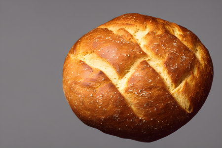 loaf of bread, high calorie staple food, well baked and crusty
