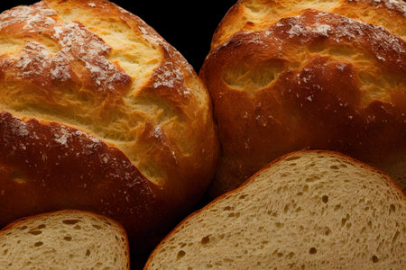 loaf of bread, high calorie staple food, well baked and crusty