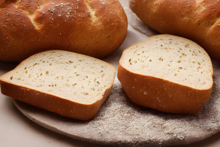 loaf of bread, high calorie staple food, well baked and crusty