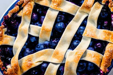 tasty blueberry pie, high calorie baked food item, sweet and sugaryの写真素材