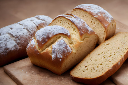 loaf of bread, high calorie staple food, well baked and crusty