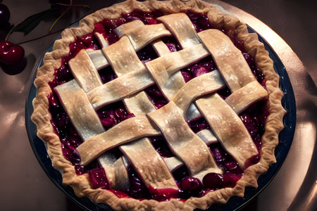 picture of cherry pie, sweet and sugary food item, high calorie meal