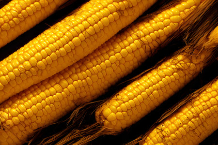 corn on the cob, natural food ingredient, fresh farm harvestの写真素材