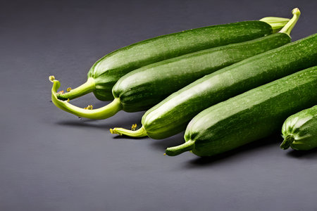 photo of green cucumbers, fresh vegetable, recently harvestedの写真素材
