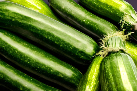 photo of green cucumbers, fresh vegetable, recently harvestedの写真素材
