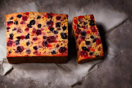 fruit cake, healthy baked meal or snack, contains dried fruit