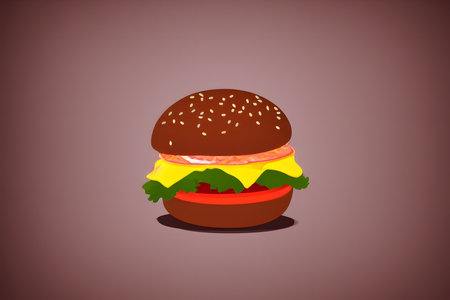 Illustration of hamburger in the minimalist style, a classic fast food itemの写真素材