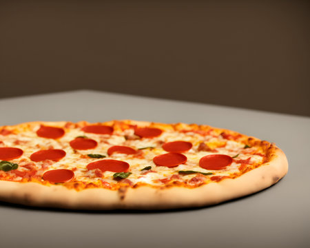 Picture of yummy pizza with cheese and other ingredientsの写真素材