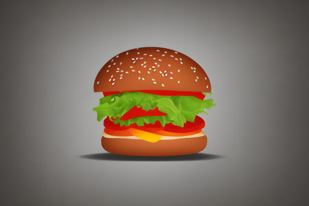 Illustration of hamburger in the minimalist style, a classic fast food itemの写真素材