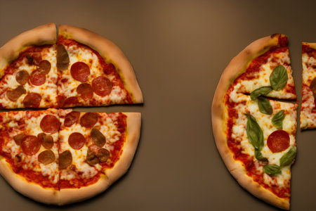 Picture of yummy pizza with cheese and other ingredientsの写真素材
