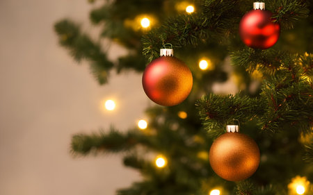 Realistic illustration of Christmas tree decoration, generative aiの素材
