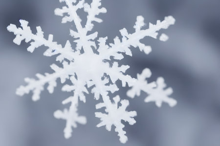 Realistic illustration macro of a snowflake, generative aiの素材