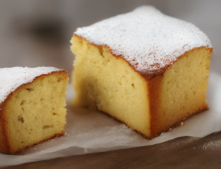 Realistic illustration of the almond cake, sweet baked food, generative aiの素材