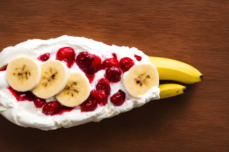 Illustration of banana split, using generative aiの素材
