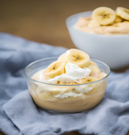 Illustration of banana pudding, using generative aiの素材