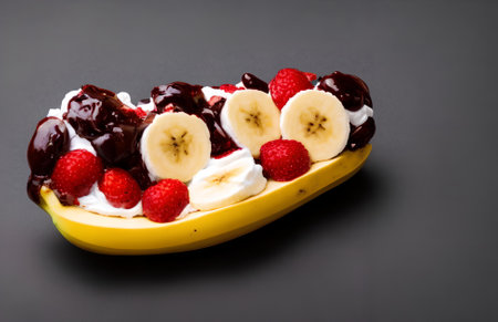 Illustration of banana split, using generative aiの素材