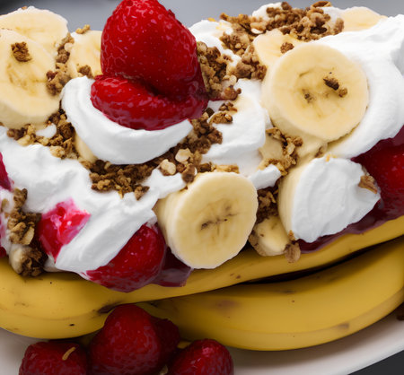 Illustration of banana split, using generative aiの素材