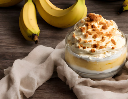 Illustration of banana pudding, using generative aiの素材