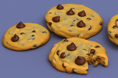 Illustration of chocolate chip cookies, using generative aiの素材