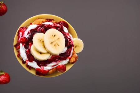 Illustration of banana split, using generative aiの素材