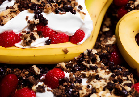 Illustration of banana split, using generative aiの素材