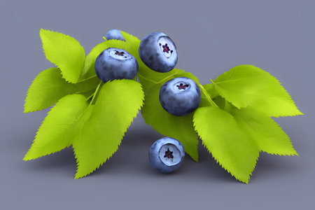3d rendering illustration of blueberries, using generative aiの素材