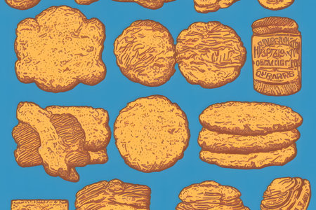 Illustration of biscuits in the retro style, using generative aiの素材
