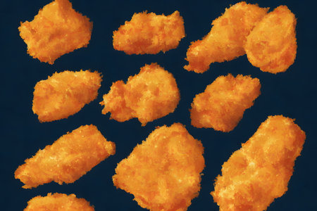Illustration of chicken nuggets in the contemporary style, using generative aiの素材