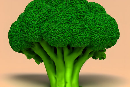 3d rendering illustration of raw green broccoli, using generative aiの素材