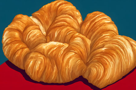 Illustration of croissant in the contemporary style, using generative aiの素材