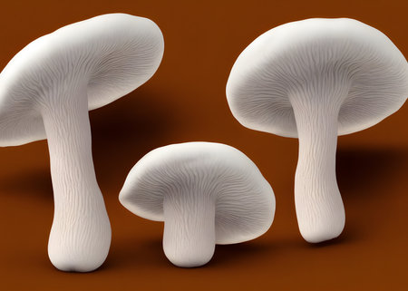 3d rendering illustration of edible mushrooms, using generative aiの素材