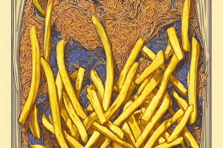 Illustration of french fries in the art nouveau style, using generative aiの素材