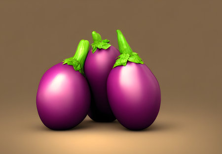 3d rendering illustration of eggplants, using generative aiの素材