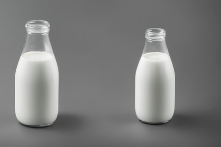 Illustration of a bottle of milk, animal protein source, using generative aiの素材