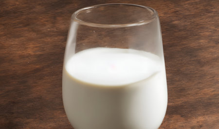 Illustration of a glass of milk, animal protein source, using generative aiの素材
