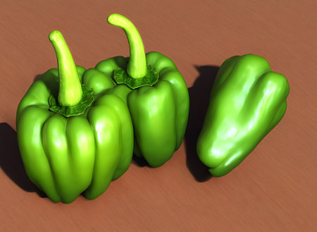 3d rendering illustration of bell pepper, using generative aiの素材